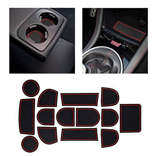 Console Electric Parking Brake and Door Pocket Inserts 12-pc Set Red Trim Premium Cup Holder CupHolderHero Compatible with Subaru WRX 2015-2020 Custom Liner Accessories